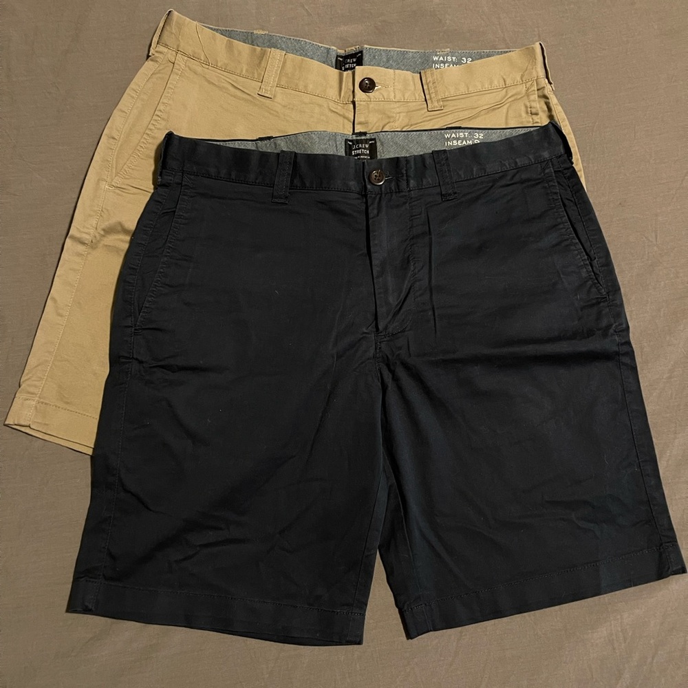 Set of khaki and navy shorts from Jcrew.